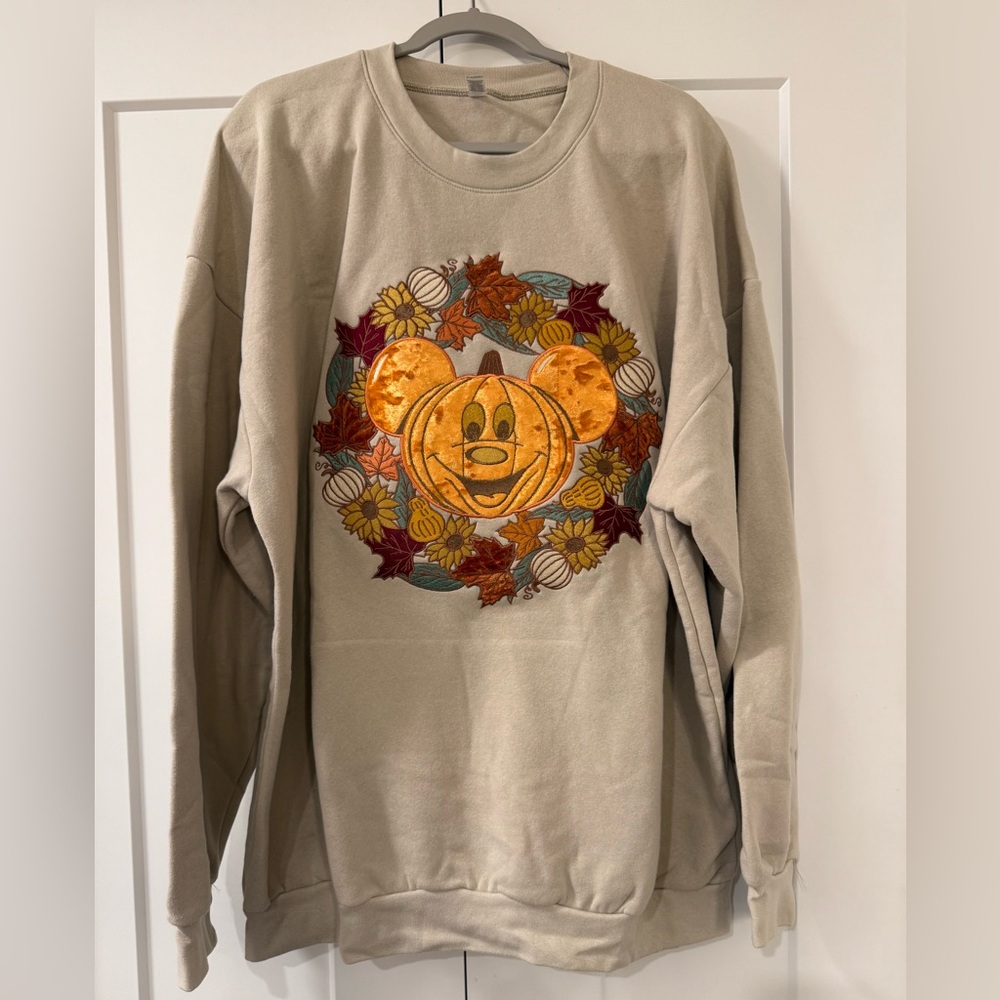 Fall Pumpkin Mickey Wreath Embroidered crewneck - Picture 7 of 8